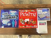 Front view of all four game boxes