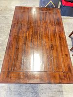 Top view of plank-style wooden tabletop
