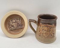 Tankard and coaster front view showing size and matching crest