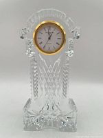 Front view of Waterford crystal mantel clock