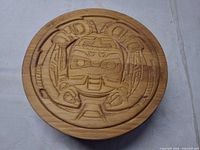 Top view showing carved Haida motif on lid