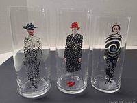 front view of all three printed highball glasses