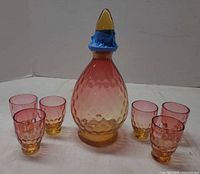 Full set showing decanter and six glasses