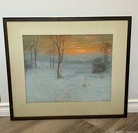 Full view of framed pastel artwork