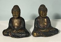 Front view of both Buddha bookends showing overall design and finish