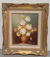 Front view of framed painting showing entire artwork and ornate frame