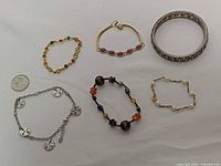 All six bracelets laid out for overview