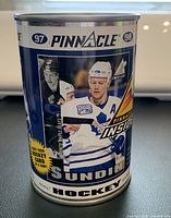 Front of sealed Pinnacle Inside can featuring Mats Sundin