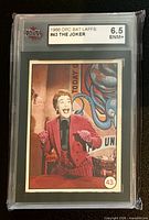 Front of KSA-slabbed 1966 OPC Batman Bat Laffs #43 The Joker card with 6.5 ENM+ label visible