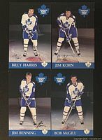 Fronts of four Toronto Maple Leafs player postcards laid out