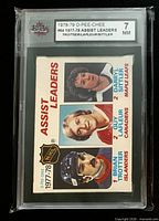 Front view of graded card showing player images, #64 and KSA 7 NM label