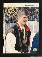 Front of Chris Pronger Upper Deck rookie card #591