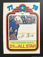 Front of Don Edwards #336 OPC hockey card