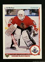 Front of Ed Belfour Upper Deck rookie card