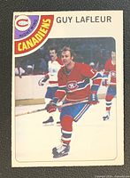 Front view of Guy Lafleur O-Pee-Chee card