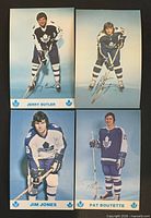 Fronts of all four Maple Leafs postcards displayed