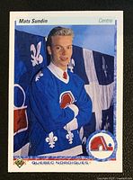Front of Mats Sundin Upper Deck French rookie card #365
