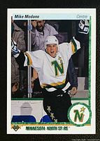 Front of Mike Modano Upper Deck French rookie card #46