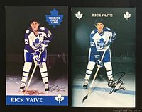 Fronts of two Rick Vaive Toronto Maple Leafs postcards