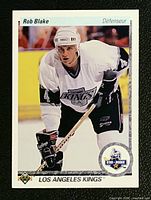 Front of Rob Blake 1990-91 Upper Deck French rookie card