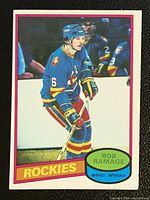 Front of Rob Ramage rookie card showing player image and design elements