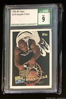 Front view of graded 1995-96 Topps Shaquille O'Neal card in CSG slab showing grade 9 label