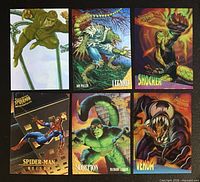 Fronts of the six 1995 Fleer Ultra Spider-Man insert cards