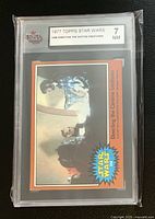 Front of slabbed 1977 Topps Star Wars #308 card with KSA grade label 7 NM visible