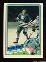 Front of Sylvain Turgeon O-Pee-Chee rookie card showing action photo, card number, team, position