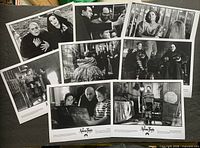 All eight black-and-white 8x10 Addams Family 1991 movie stills laid out for overview