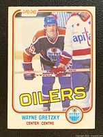 Front of Wayne Gretzky O-Pee-Chee #106 card showing player image and Oilers logo