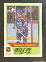 Front of Wayne Gretzky O-Pee-Chee #259 card showing image and front graphics