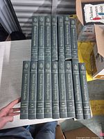 All 16 volumes standing upright showing spines and numbering