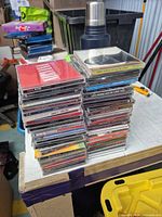 Full view of two stacks of CDs to show quantity