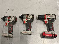 All three Porter-Cable cordless tools with one battery visible