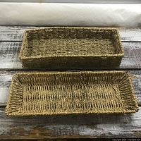 Top view of both rectangular rope-woven baskets