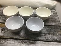 Five bowls arranged upright to show interiors and color difference