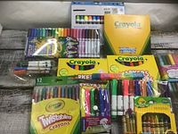 Front view of all marker and crayon packs