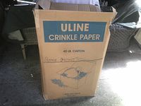 Front of Uline 40-lb carton showing product label
