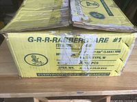 Side of main yellow Grabber box showing item details (6 x 1-5/8 in, bugle head, coarse thread type W, 5,000 pcs)