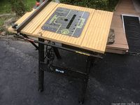 Full view of Hirsh foldable table with fence and stand