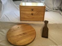 Bread box, lazy susan, scraper overview