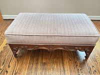 Full top view of bench showing upholstery and wood frame