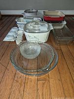 Group shot of all bakeware items arranged on floor