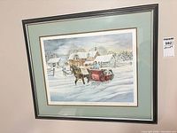 Full view of framed print on wall