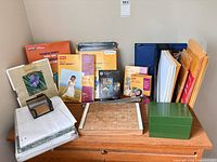 Full lot overview on desk showing all items