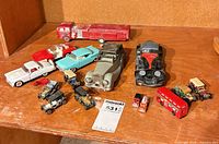 overview of all die-cast vehicles on shelf