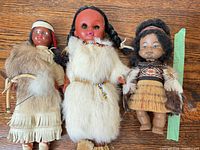 Group shot of all three Indigenous American-themed dolls