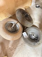 Overview of three utility wheels showing tread types and rims