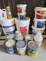 Full lot showing all pails, cans, tubs and bottles on pallet